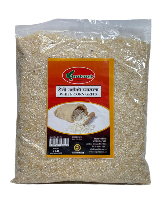 Khukuri Brand White Corn Grits (Seto Makaiko Chyakhla)-2Lb