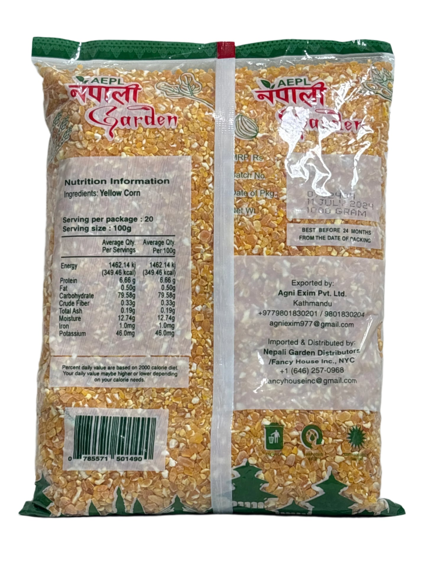 Nepali Garden Yellow Corn Grits (Makai ko Chyakhla)-1000Gm