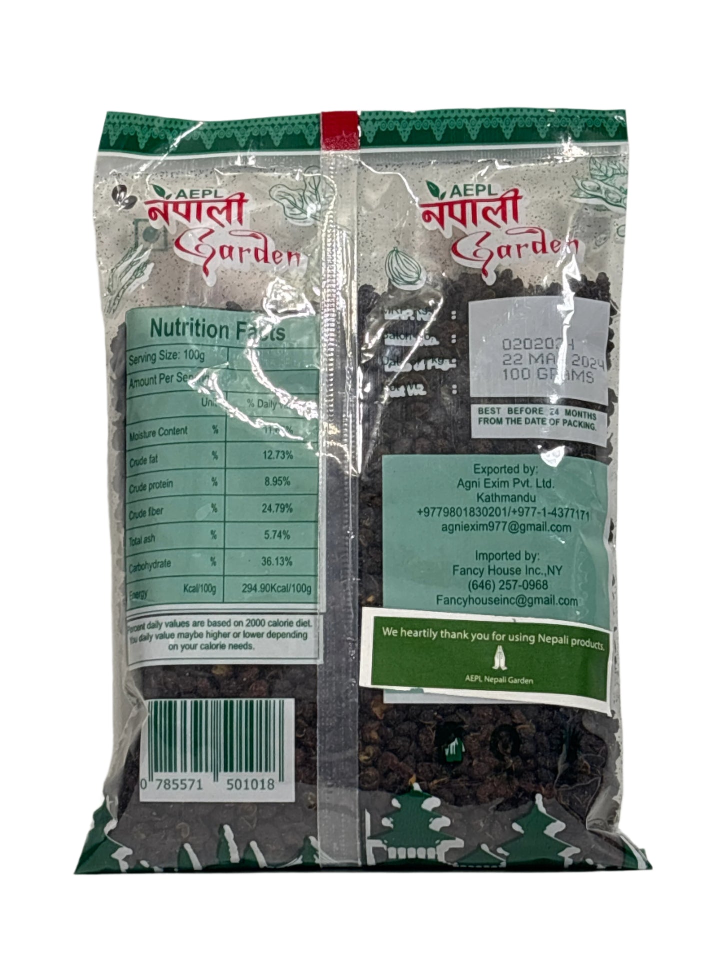 Nepali Garden Sichuan Whole Pepper (Bajura ko Timmur)-100Gm