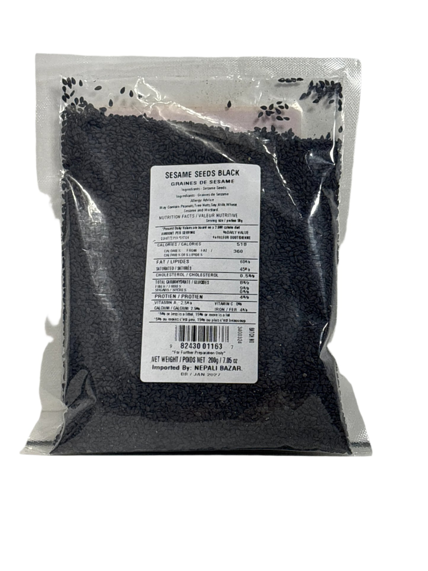 Khukuri Brand Black Sesame Seed (Kalo Til)-200Gm