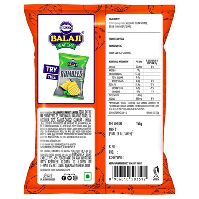 Balaji Wafers Simply Salted-135Gm